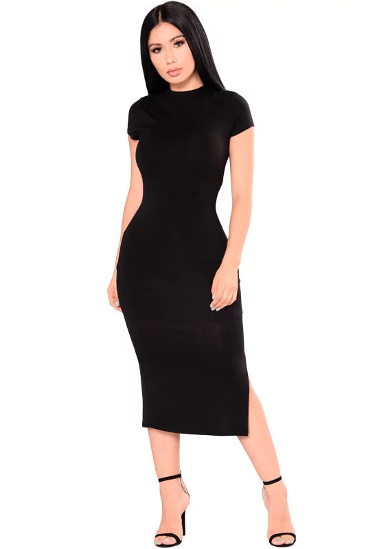 Vestido Midi Social Manguinha Gola Alta REF: V00234
