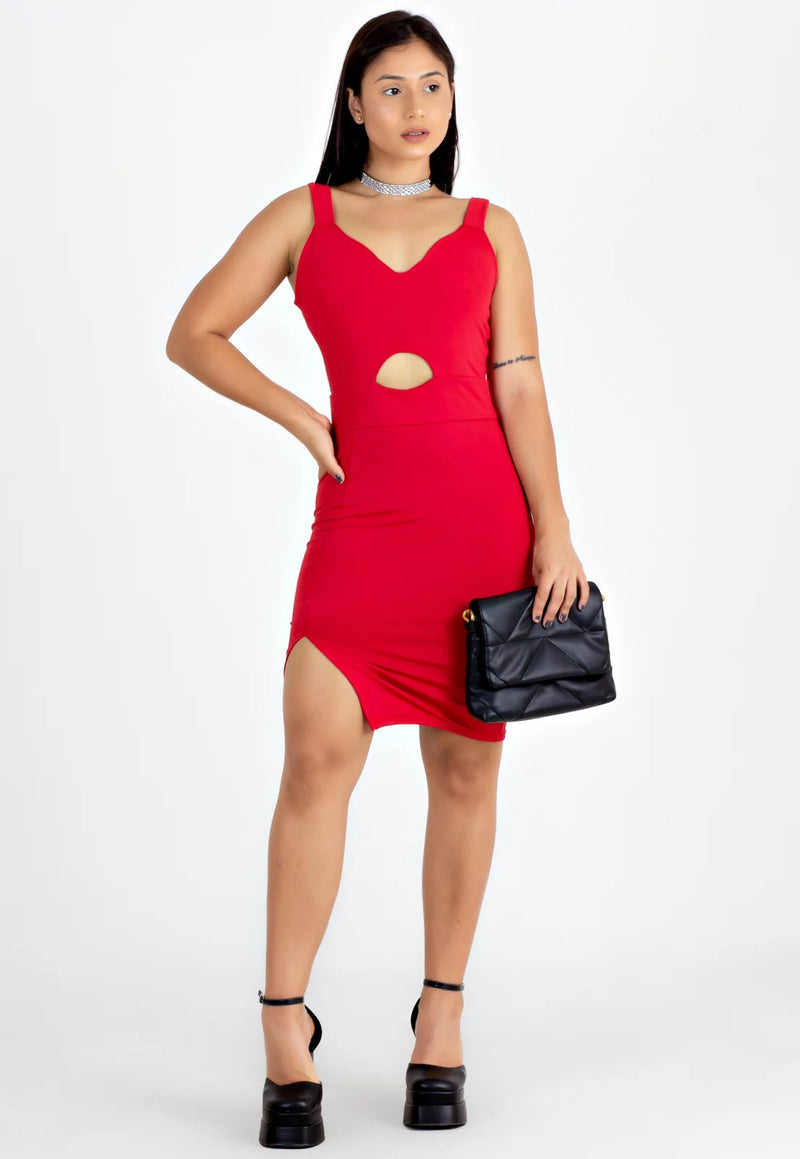 Vestido Tubinho Social Curto com Alcinha Vermelho
