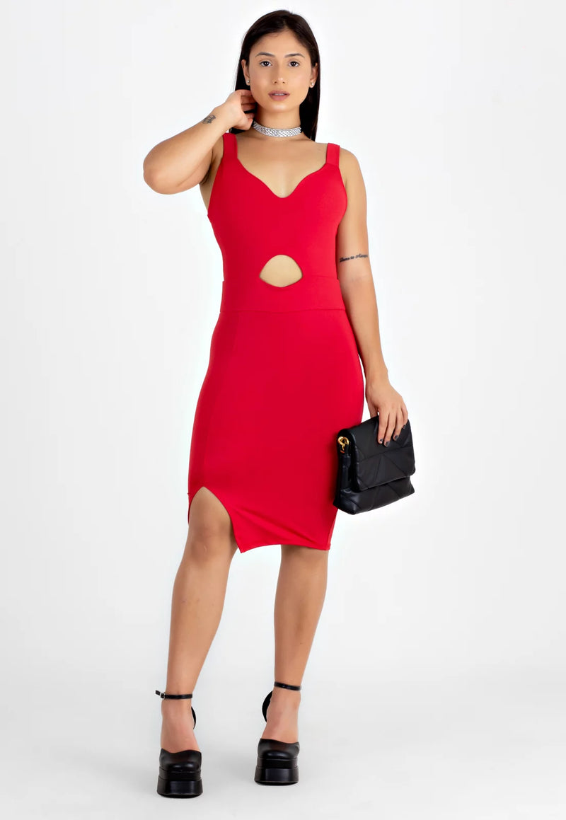 Vestido Tubinho Social Curto com Alcinha Vermelho