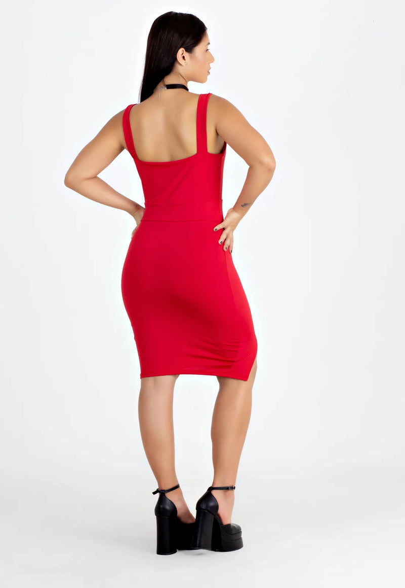 Vestido Tubinho Social Curto com Alcinha Vermelho