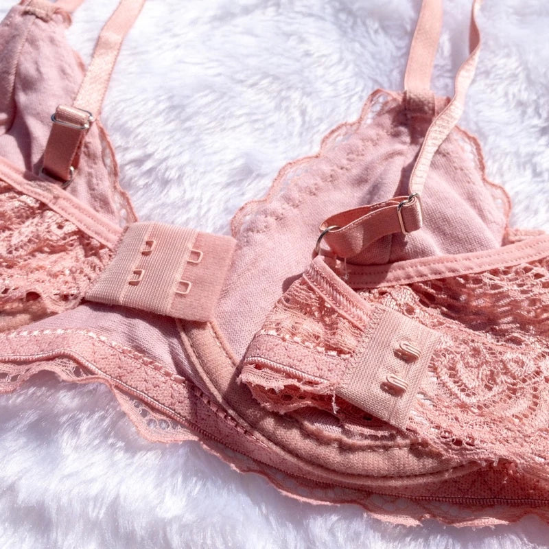 Conjunto De Lingerie Sem Bojo Com Arco Renda Calcinha e Sutiã Rendados