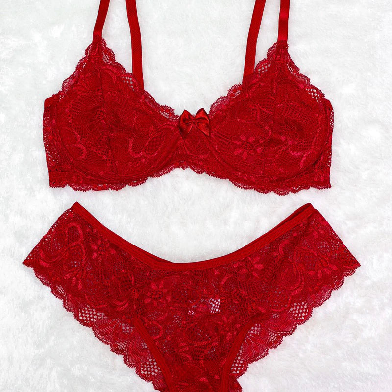 Conjunto De Lingerie Sem Bojo Com Arco Renda Calcinha e Sutiã Rendados