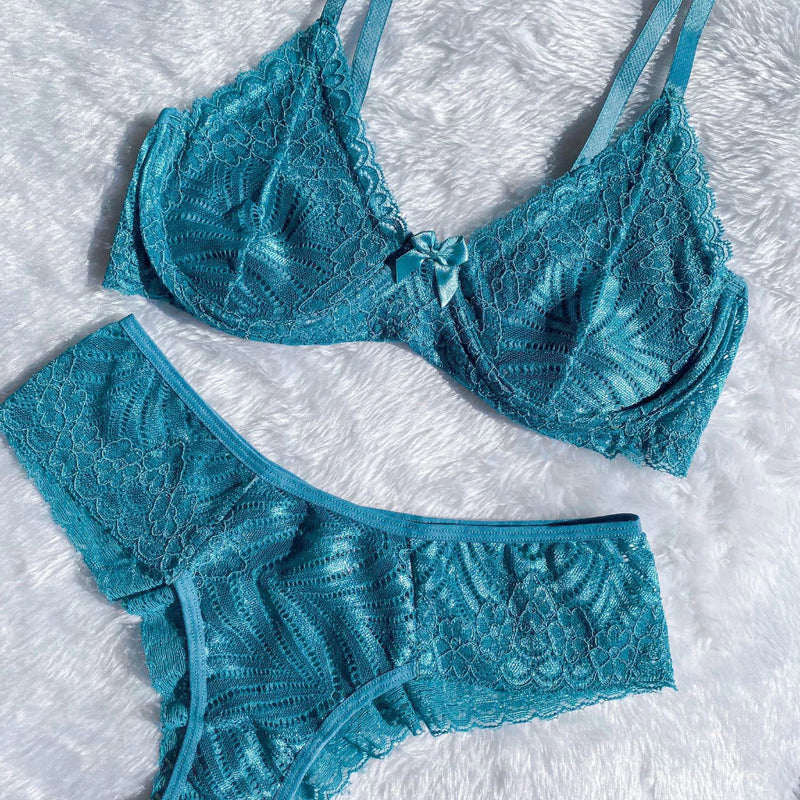 Conjunto De Lingerie Sem Bojo Com Arco Renda Calcinha e Sutiã Rendados