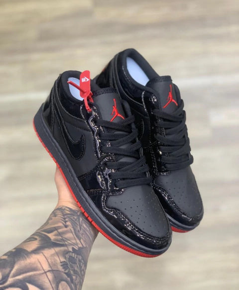 Nike Air Jordan 1 Low 'All Black Vinyl Details Red'