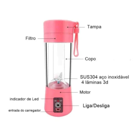 Master Juice - Mini liquidificador Portátil -380ML Cabo Usb